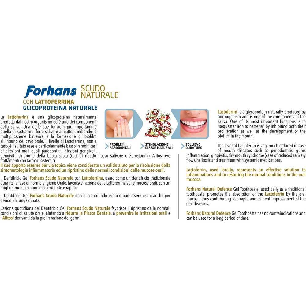 Forhans, Dentifricio con Lattoferrina, SCUDO NATURALE Forhans, Dentifricio con Lattoferrina, SCUDO NATURALE