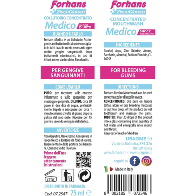 Forhans, Collutorio con Zinco Cloruro, azione d'urto, MEDICO