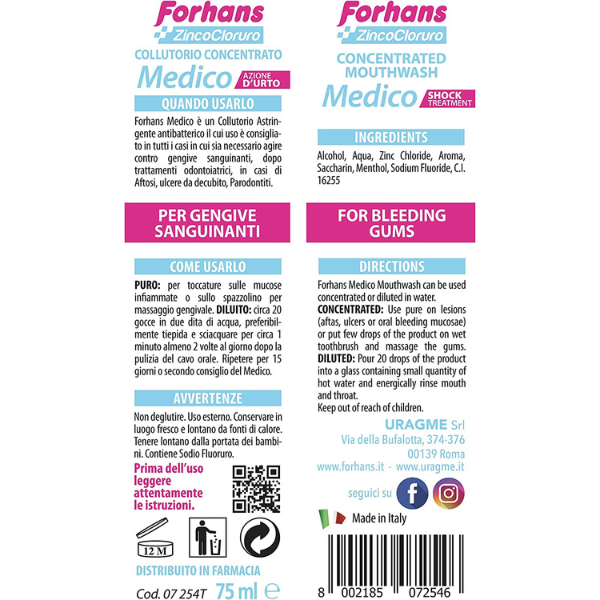 Colutorio Médico Concentrado, Acción Astringente y Antiinflamatoria