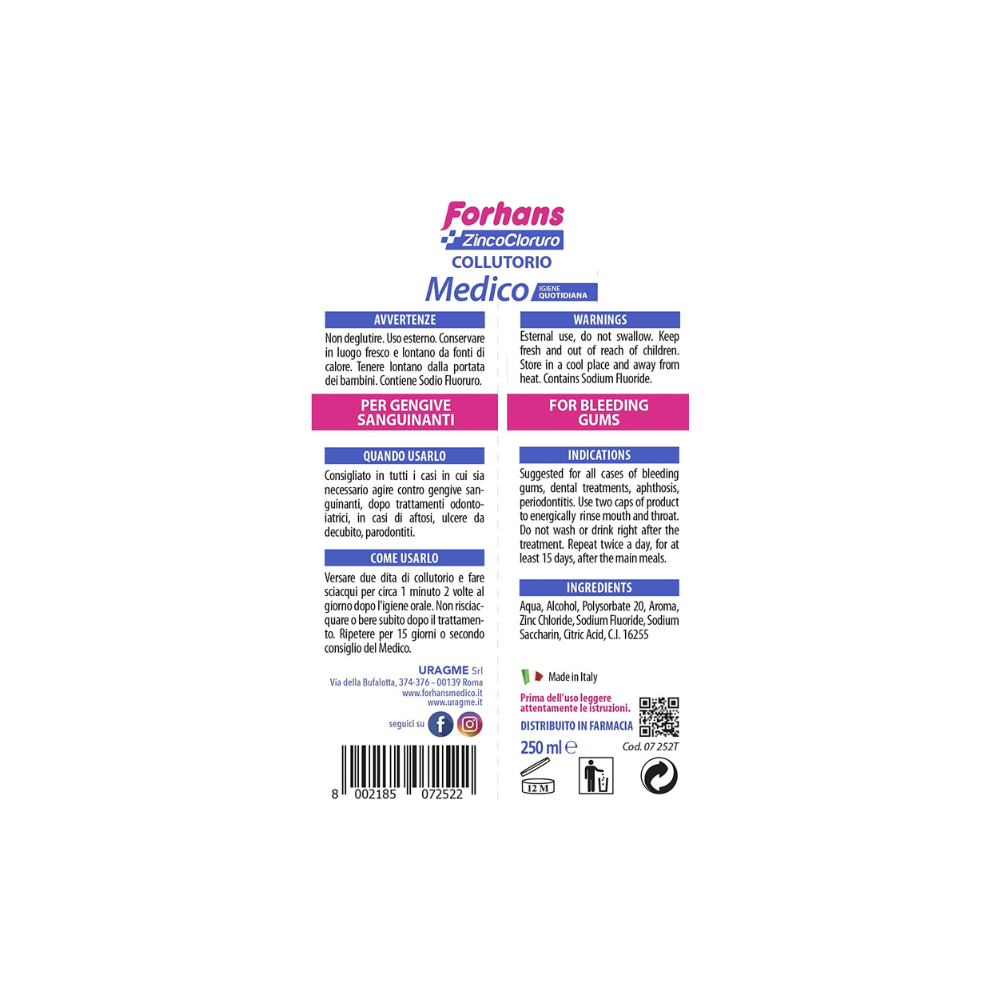 Colutorio médico diluido listo para usar para encías sangrantes, 250 ml