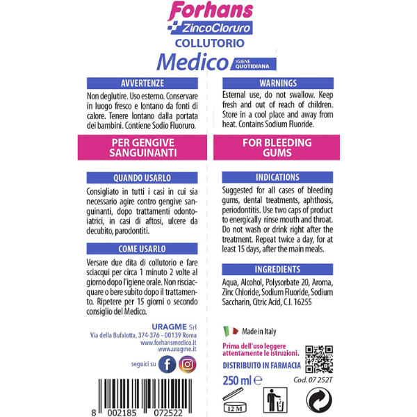 Colutorio médico diluido listo para usar para encías sangrantes, 250 ml