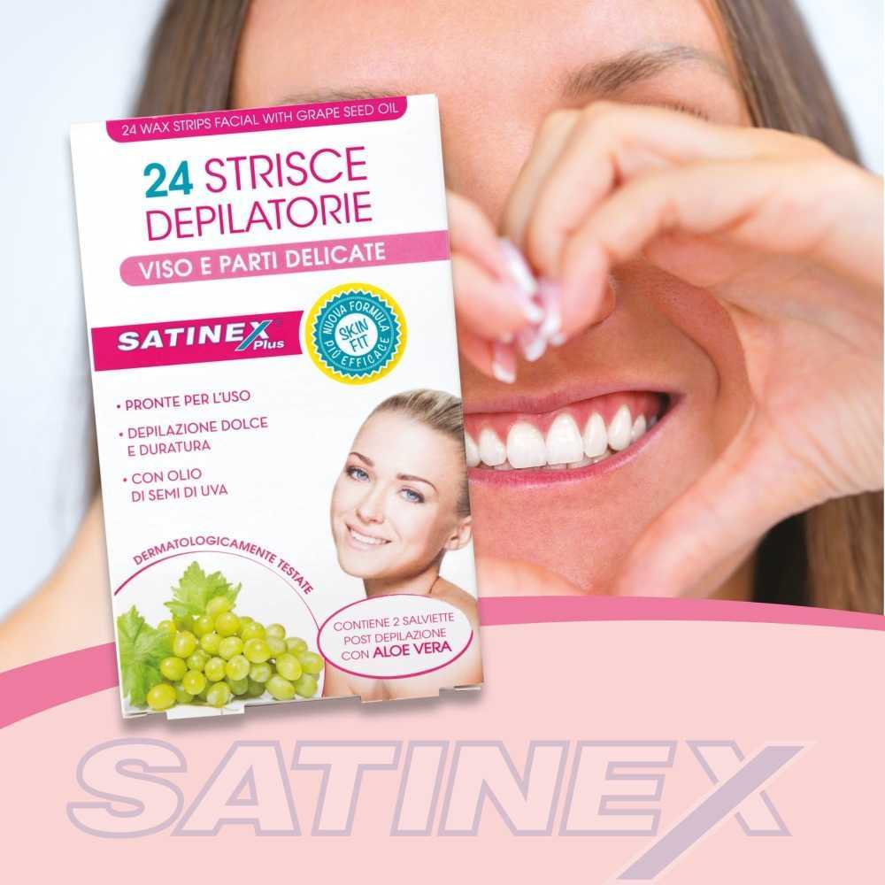 Satinex, 24 Strisce Depilatorie Viso e Parti Delicate Satinex, 24 Strisce Depilatorie Viso e Parti Delicate