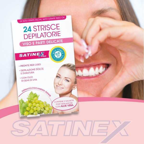 Satinex, 24 Strisce Depilatorie Viso e Parti Delicate Satinex, 24 Strisce Depilatorie Viso e Parti Delicate