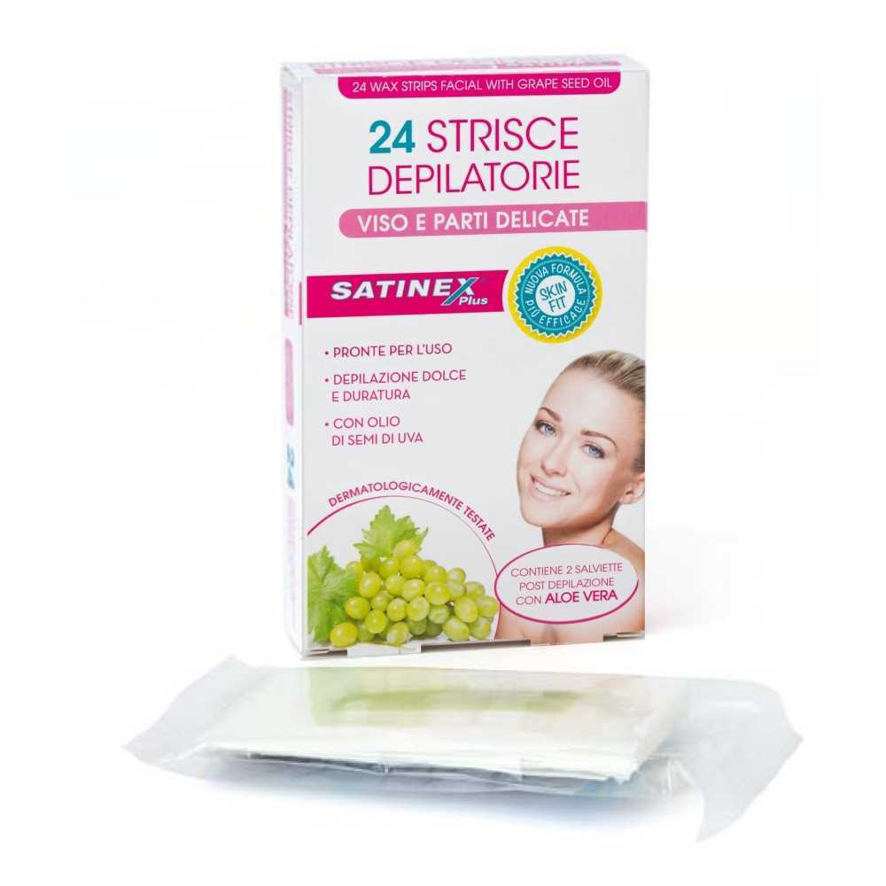 Satinex, 24 Strisce Depilatorie Viso e Parti Delicate Satinex, 24 Strisce Depilatorie Viso e Parti Delicate