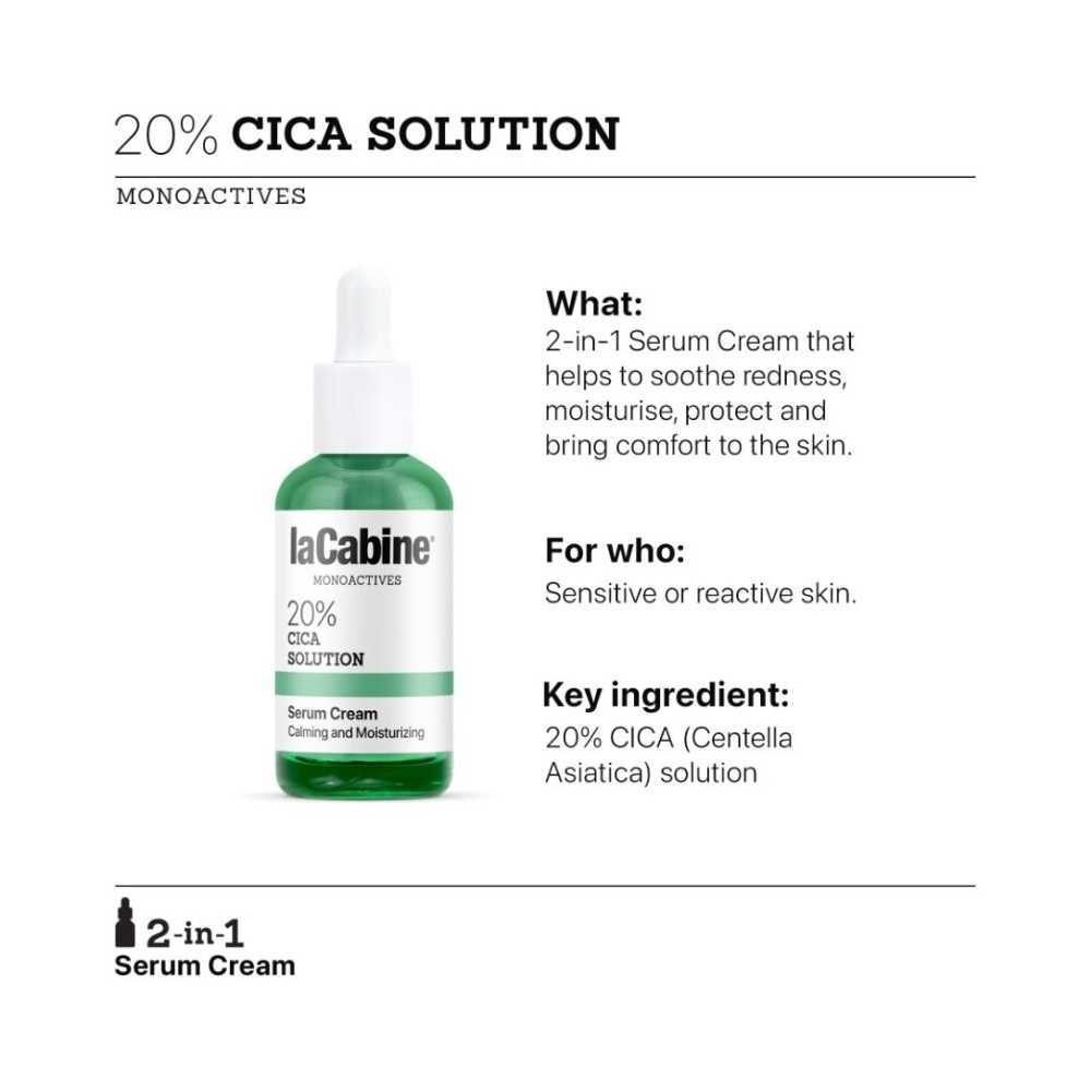 LaCabine, Crema-Siero Idratante pelli sensibili, 20% CICA SOLUTION