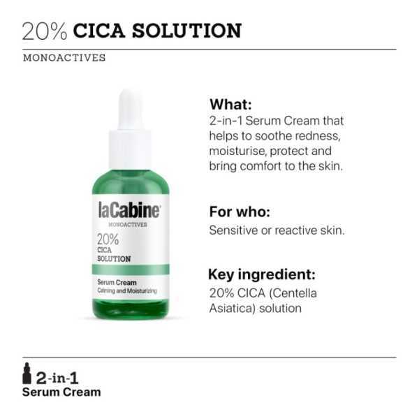 LaCabine, Crema-Siero Idratante pelli sensibili, 20% CICA SOLUTION