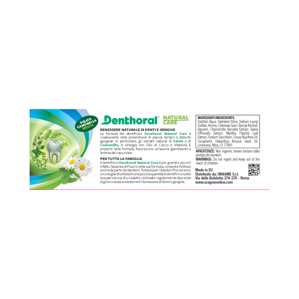 Denthoral, Dentifricio NATURAL CARE, senza Fluoro