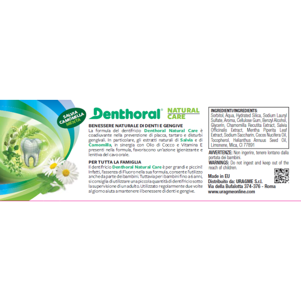 Denthoral, Dentifricio NATURAL CARE, senza Fluoro