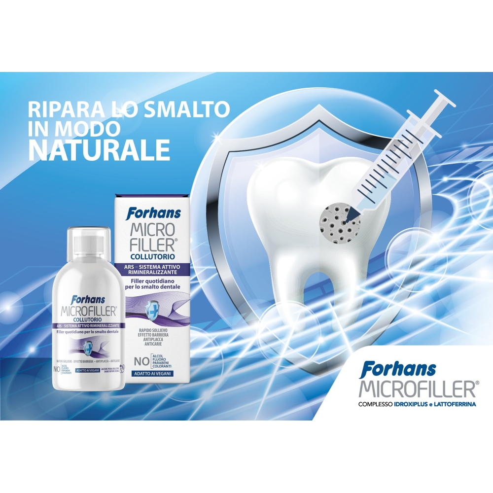 Collutorio Microfiller, Remineralizzante, Filler Quotidiano per lo Smalto Dentale, 500ml