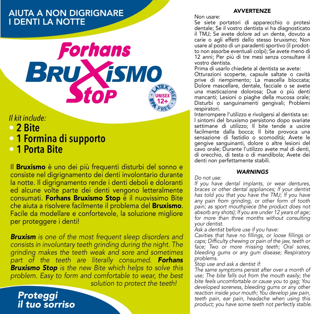 Forhans, Bite per la notte, BRUXISMO STOP