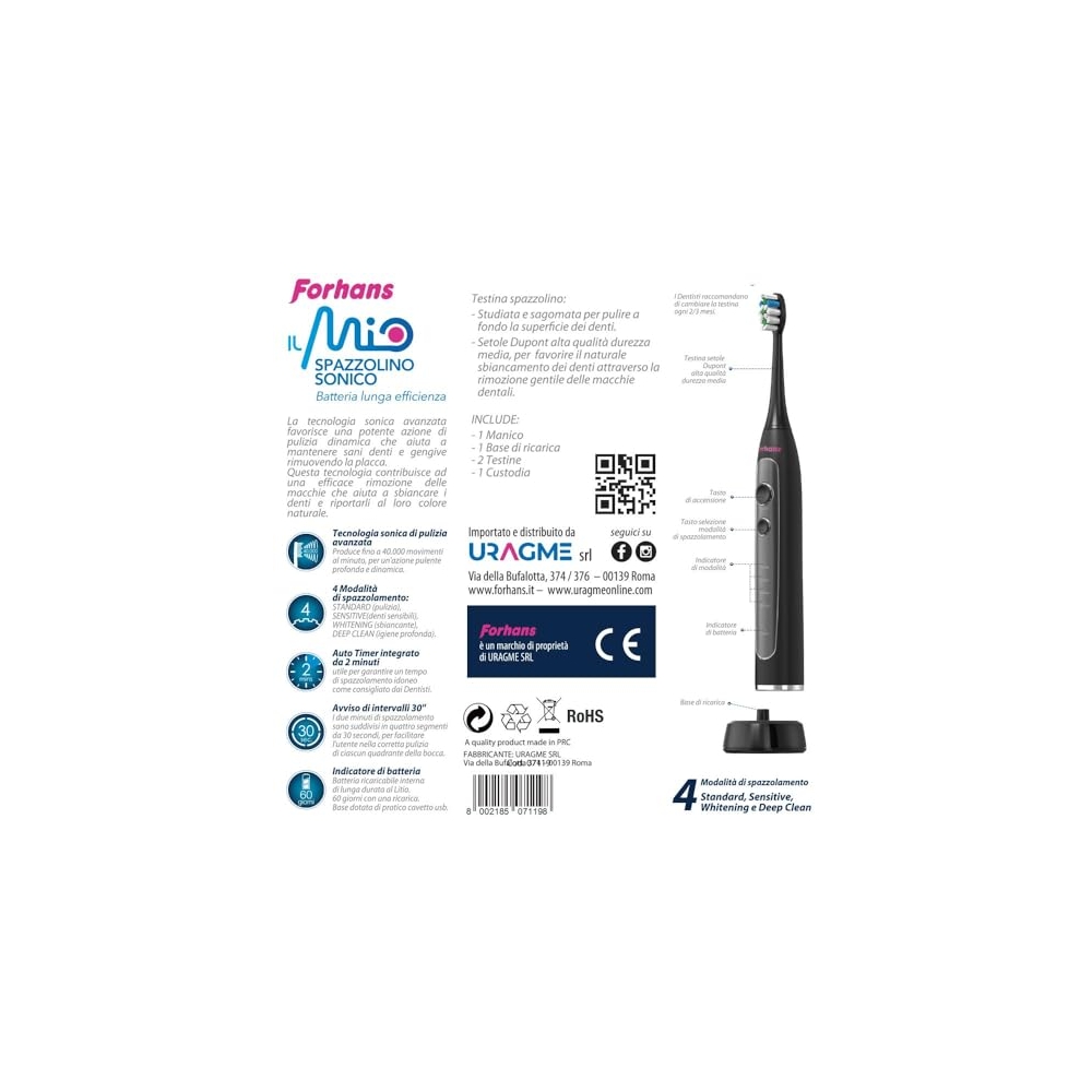 Forhans, Spazzolino Elettrico con tecnologia sonica, IL MIO SPAZZOLINO SONICO Forhans, Spazzolino Elettrico con tecnologia sonica, IL MIO SPAZZOLINO SONICO