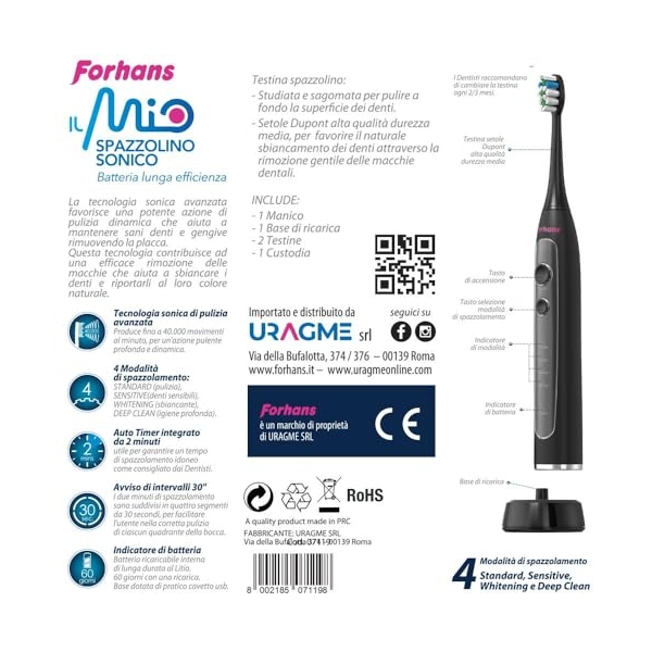 Forhans, Spazzolino Elettrico con tecnologia sonica, IL MIO SPAZZOLINO SONICO Forhans, Spazzolino Elettrico con tecnologia sonica, IL MIO SPAZZOLINO SONICO