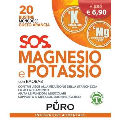 Magnesio y Potasio con Baobab - 20 sobres monodosis - Sabor naranja