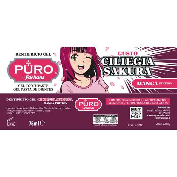 Dentifricio Gel, Gusto Ciliegia Sakura, Manga Edition, 75 ml