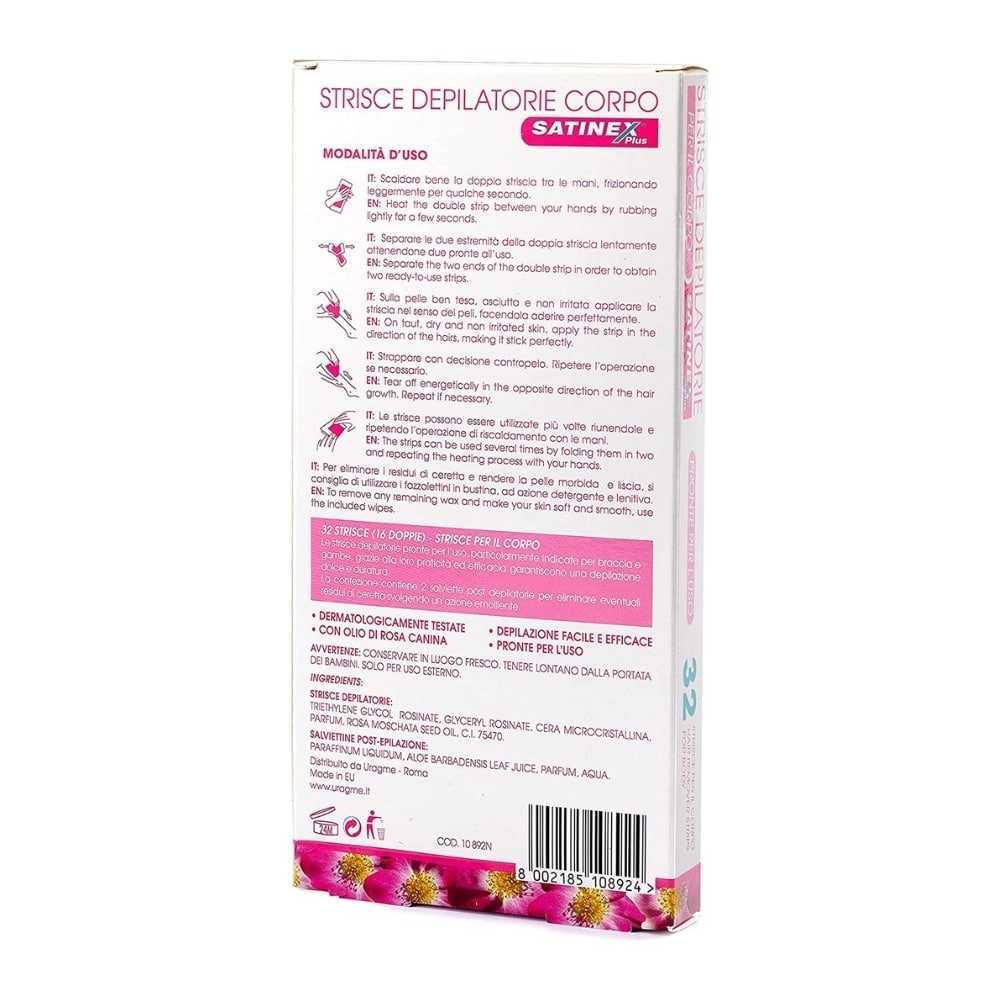 Satinex Plus Bandas depilatorias para cuerpo, 32 piezas