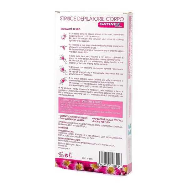 Satinex Plus Bandas depilatorias para cuerpo, 32 piezas
