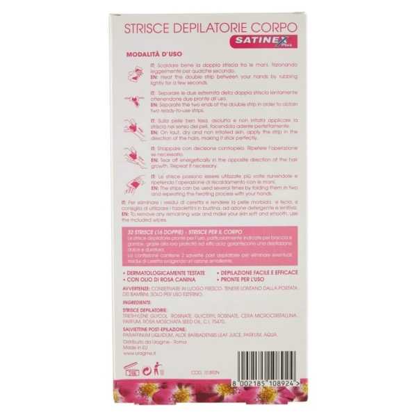 Satinex, 32 Strisce Depilatorie Corpo Satinex, 32 Strisce Depilatorie Corpo