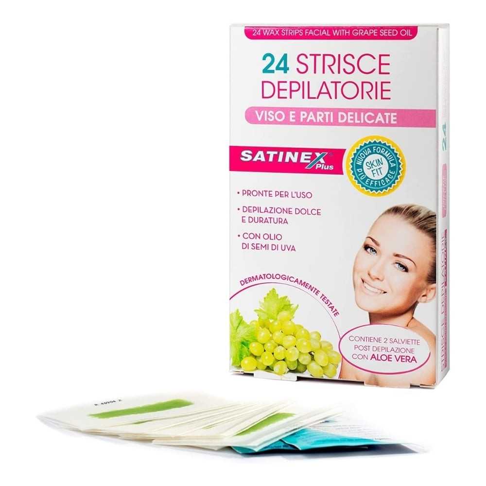 Satinex, 24 Strisce Depilatorie Viso e Parti Delicate Satinex, 24 Strisce Depilatorie Viso e Parti Delicate