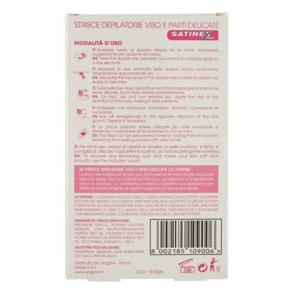 Satinex, 24 Strisce Depilatorie Viso e Parti Delicate Satinex, 24 Strisce Depilatorie Viso e Parti Delicate