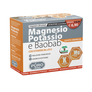Magnesio e Potassio + Baobab - 20 bustine 4 gr.
